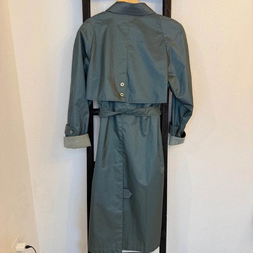CHIANGO FLEET STREET Womens Trench Coat Dark‎ Teal Belted Size 10P